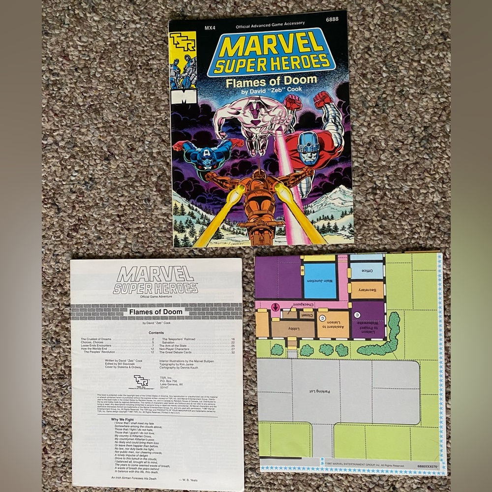 Flames of Doom (Marvel Super Heroes RPG Module MX4) TSR 6888 RPG Game W/ Map